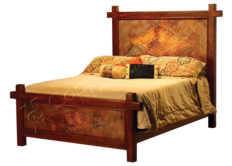 Gando Bed with Engraved Copper Panels
